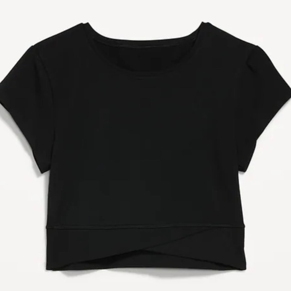 NWT Old Navy Short Sleeve Crossover Cropped Top Black Jack - Picture 3 of 10